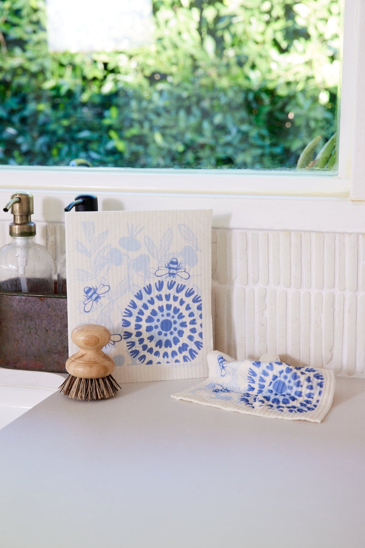 Bloom in Blue Swedish Dishcloth Swedish Dishcloths sweetgum textiles company, LLC 