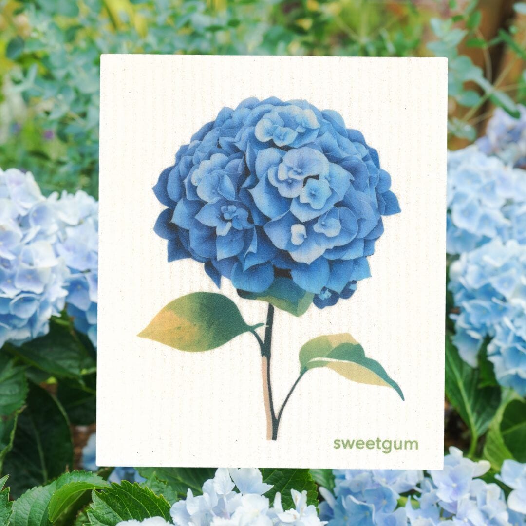 Blue Hydrangea Flowers Swedish Dishcloth | Summer Swedish Dishcloths sweetgum textiles company, LLC 