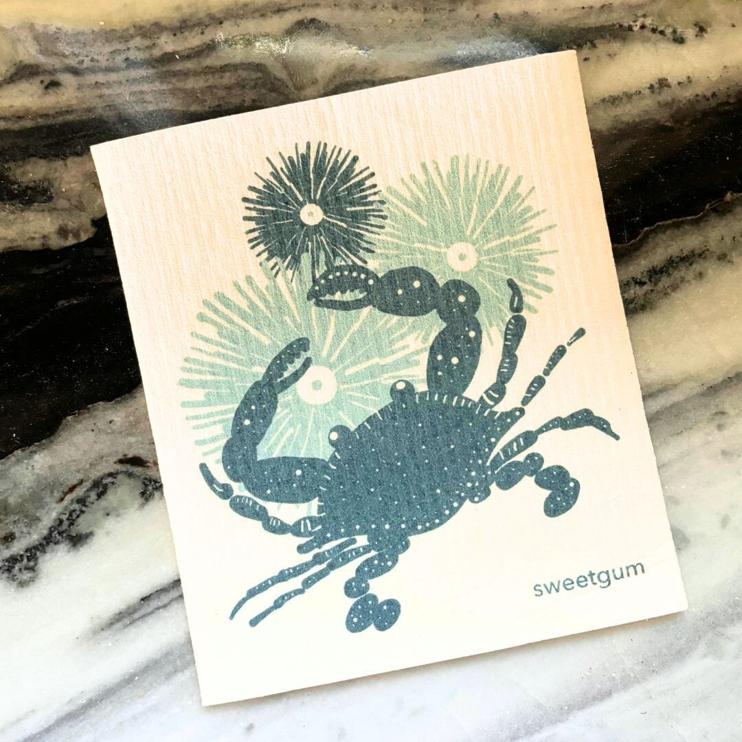 Crab Swedish Dishcloth | Blue/ Teal | Sweetgum Home Swedish Dishcloths sweetgum textiles company, LLC 