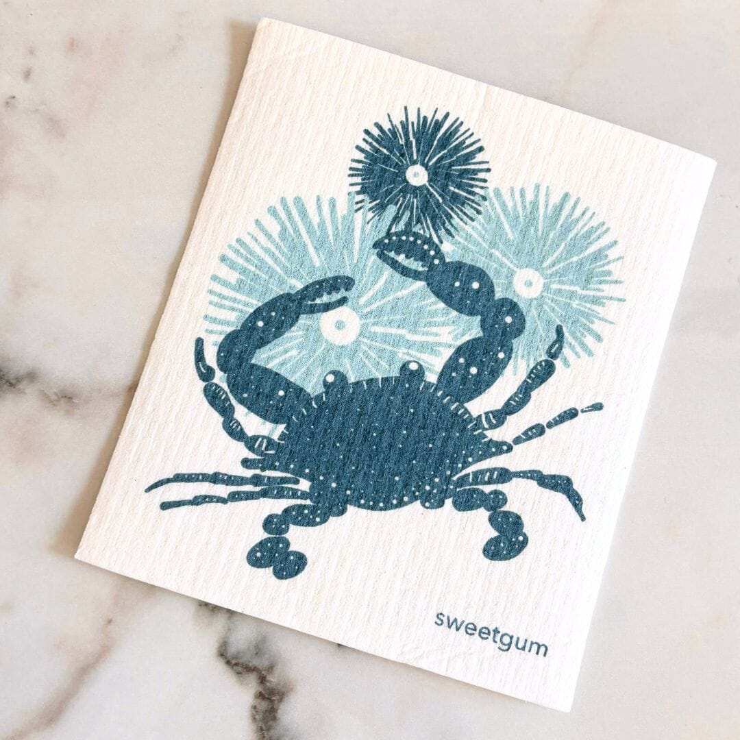 Crab Swedish Dishcloth | Blue/ Teal | Sweetgum Home Swedish Dishcloths sweetgum textiles company, LLC 