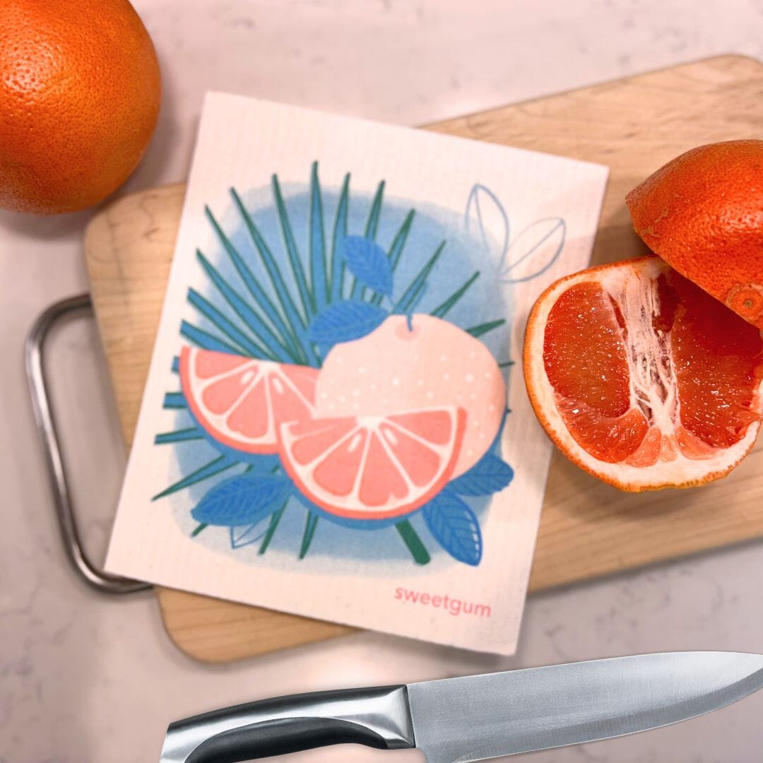Grapefruit Swedish Dishcloth | Pink & Blue | Sweetgum Home Swedish Dishcloths SWEETGUM TEXTILES CO., LLC 