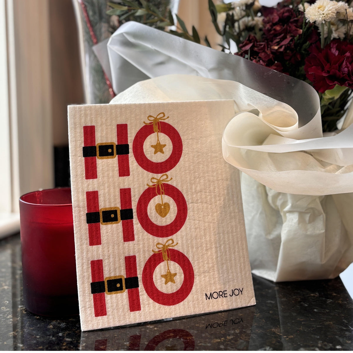 HO HO HO Swedish Dishcloth | Christmas (Santa's coming!) Swedish Dishcloths sweetgum textiles company, LLC 