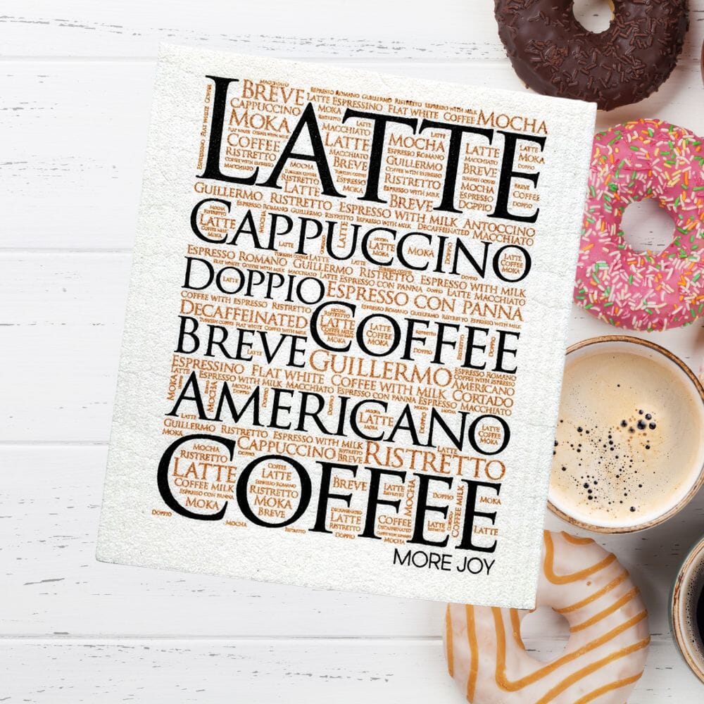 Latte Coffee Lovers Swedish Dishcloth Swedish Dishcloths SWEETGUM TEXTILES CO., LLC 