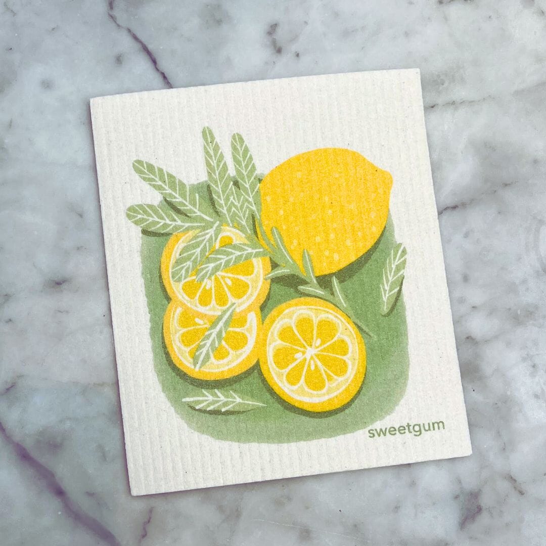 Lemons & Sage Swedish Dishcloth | Yellow & Green | Sweetgum Home Swedish Dishcloths SWEETGUM TEXTILES CO., LLC 
