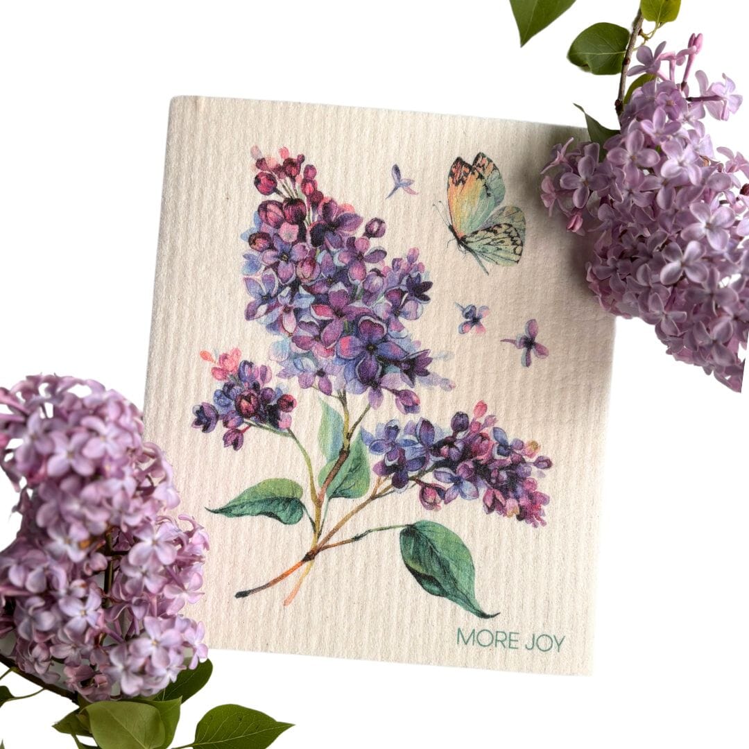 Lilac and Butterfly Swedish Dishcloth | Purple & multi-color Swedish Dishcloths sweetgum textiles company, LLC 