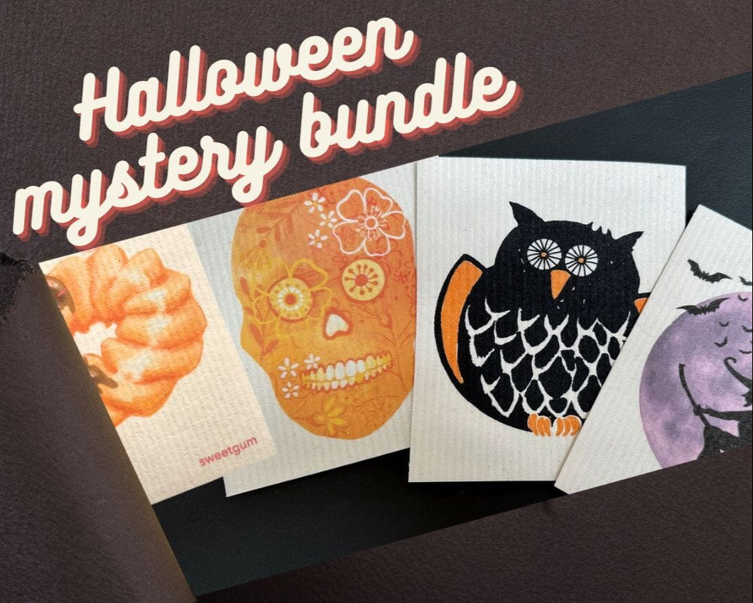 Mystery Halloween Bundle | 4 Swedish dishcloths Swedish Dishcloths sweetgum textiles company, LLC 