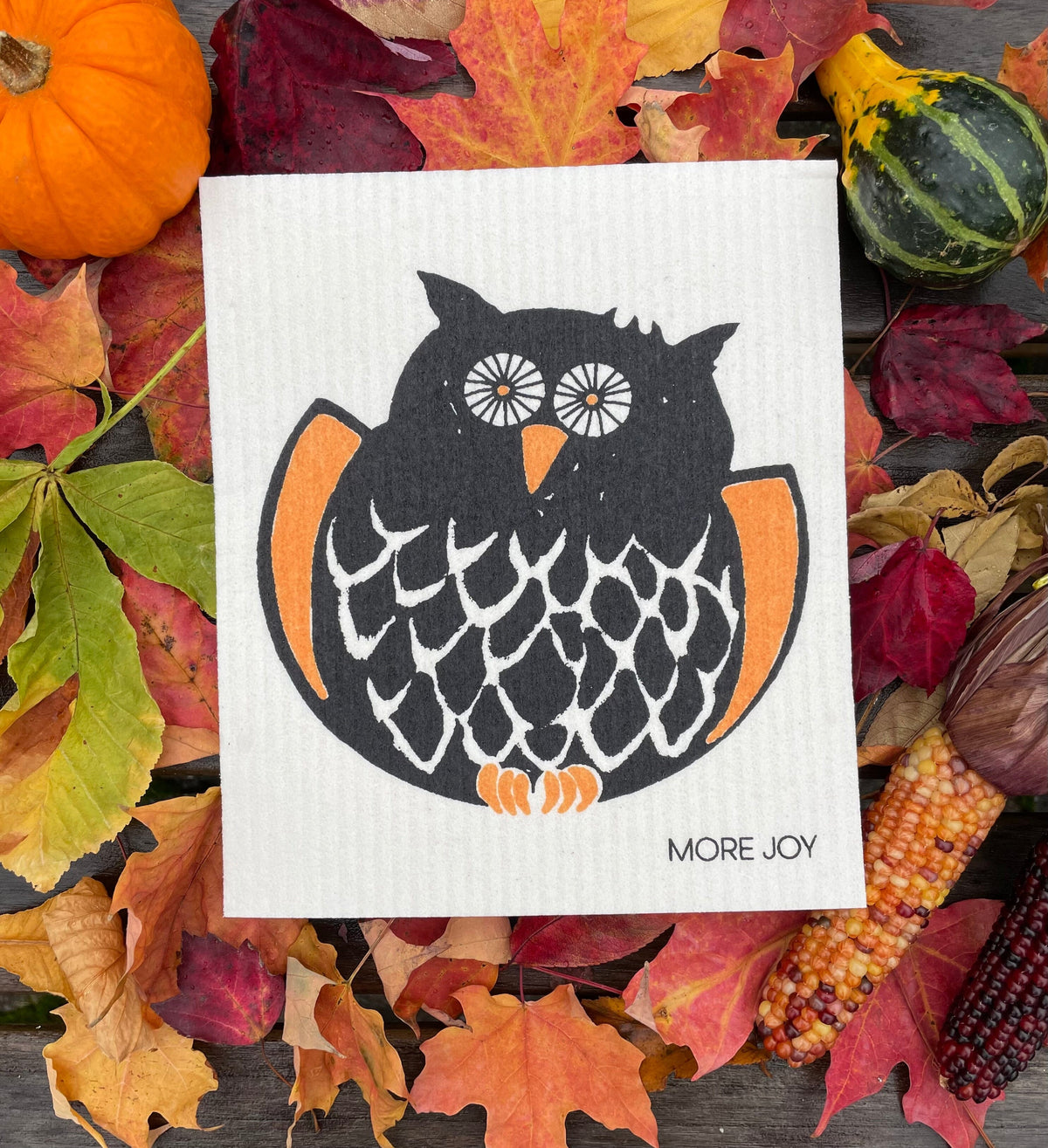 Owl Swedish Dishcloth | Orange & Black (Fall/Halloween) Swedish Dishcloths SWEETGUM TEXTILES CO., LLC 
