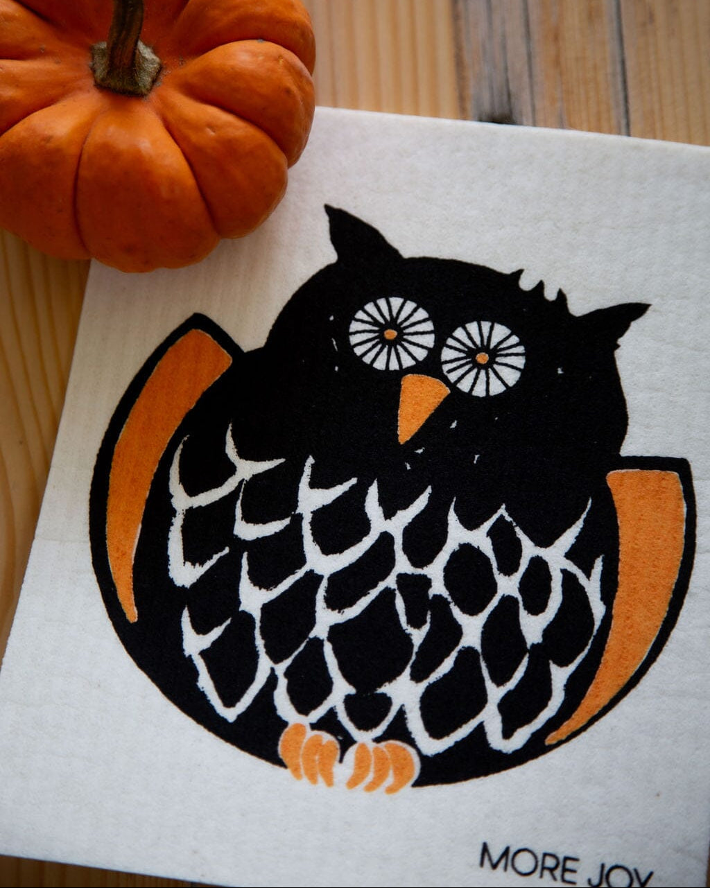 Owl Swedish Dishcloth | Orange & Black (Halloween) Swedish Dishcloths SWEETGUM TEXTILES CO., LLC 