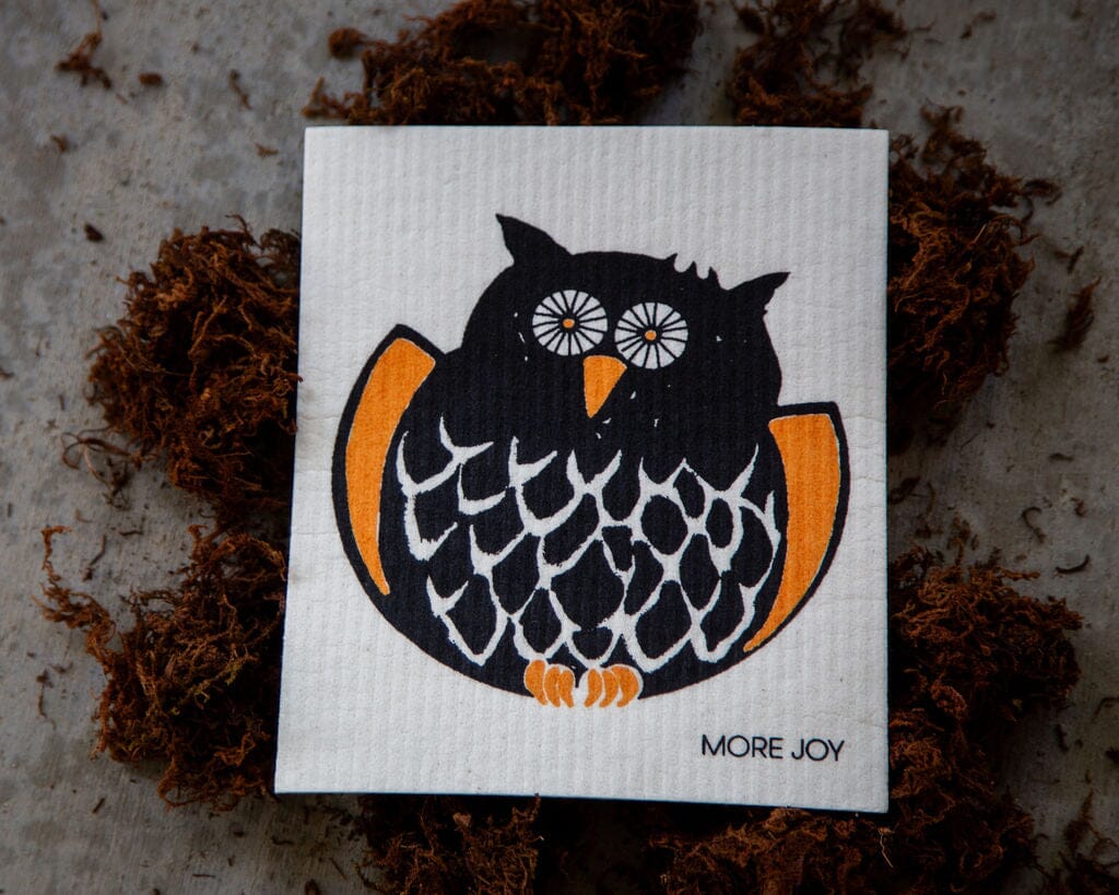 Owl Swedish Dishcloth | Orange & Black (Halloween) Swedish Dishcloths SWEETGUM TEXTILES CO., LLC 