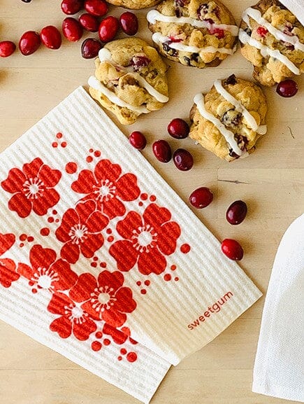 Red Flowers Swedish Dishcloth Swedish Dishcloths sweetgum textiles company, LLC 