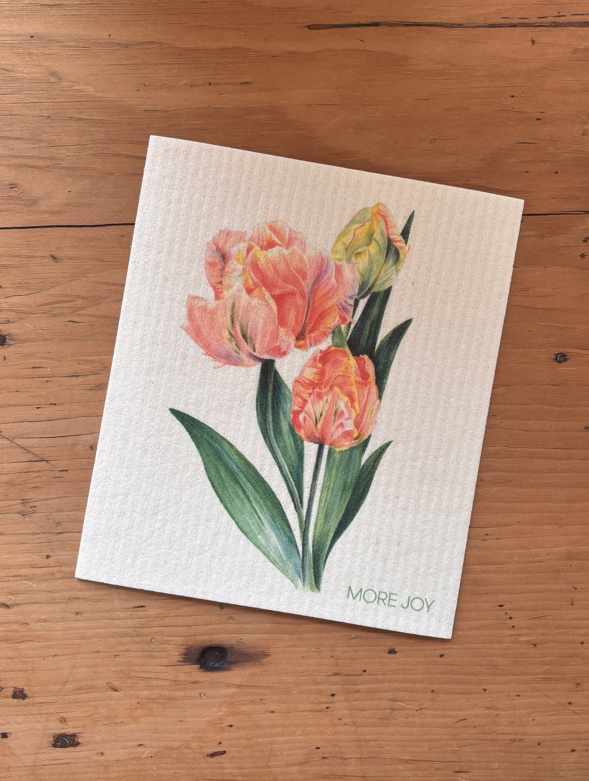 Tulips Swedish Dishcloth | Pink, Coral & Green Swedish Dishcloths SWEETGUM TEXTILES CO., LLC 