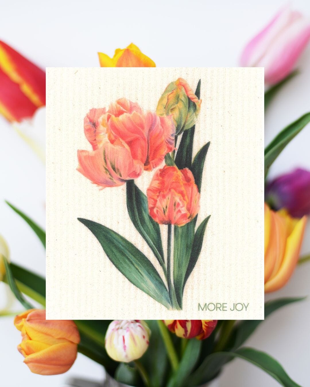 Tulips Swedish Dishcloth | Pink, Coral & Green Swedish Dishcloths SWEETGUM TEXTILES CO., LLC 