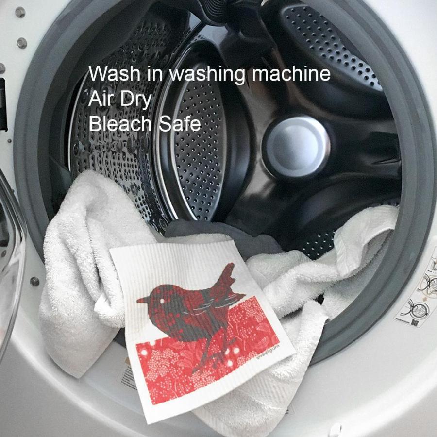 Bird Swedish Dishcloth | Black / Red | 8" x 6.75" | Sweetgum Swedish Dishcloths SWEETGUM TEXTILES CO., LLC 