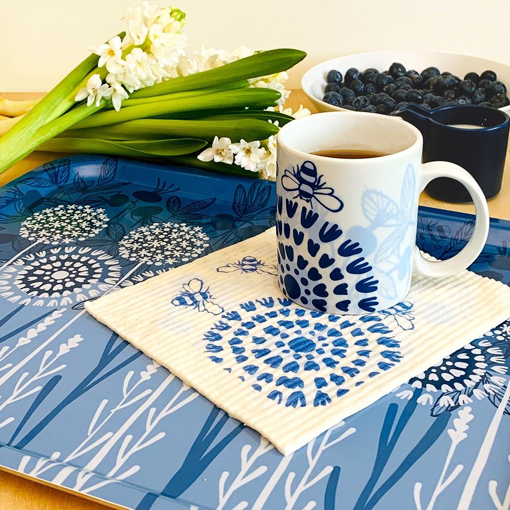 Bloom in Blue Swedish Dishcloth | Blue | 8" x 6.75" | Swedish Dishcloths sweetgum textiles company, LLC 