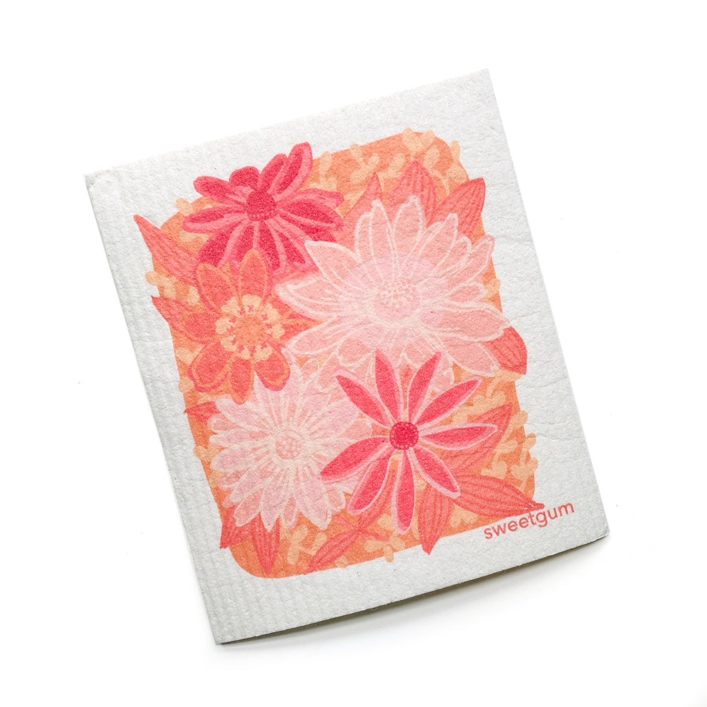 Bundle of 3 Swedish Dishcloths | Pink Flowers & Hummingbird Swedish Dishcloths sweetgum textiles company, LLC 