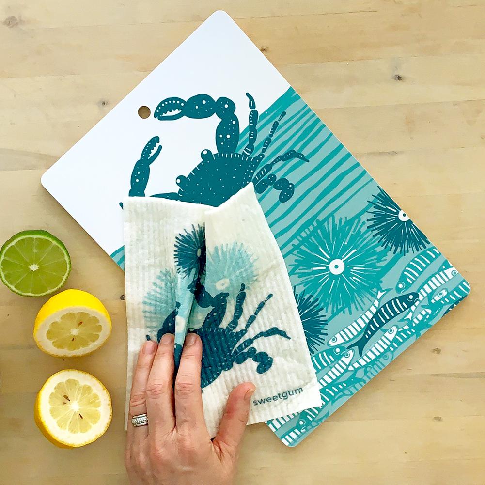 Cutting Board | Crab | Teal Blue | Plywood & Melamine sweetgum textiles company, LLC 