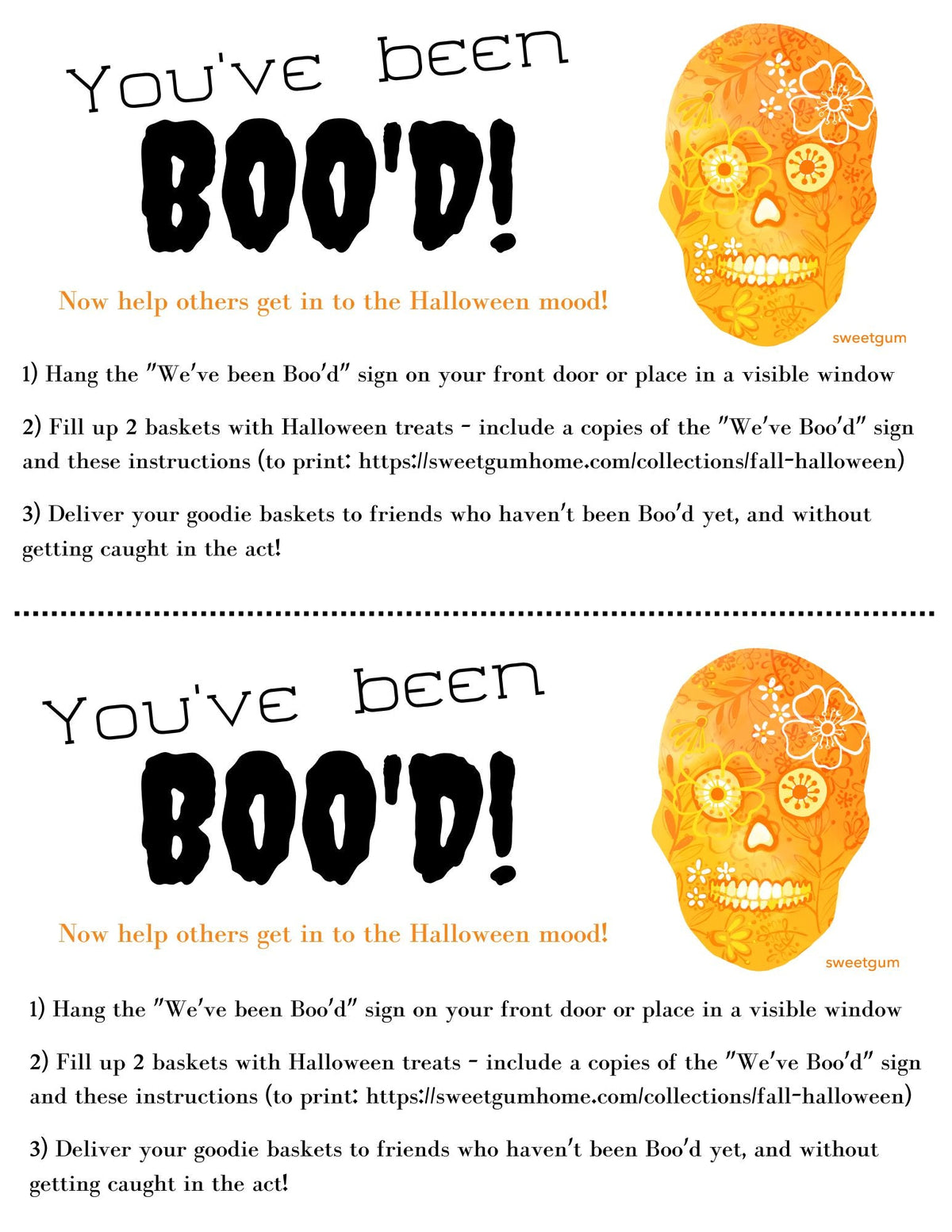 Halloween Skull "Boo!" Digital Download Recipe sweetgum textiles company, LLC 