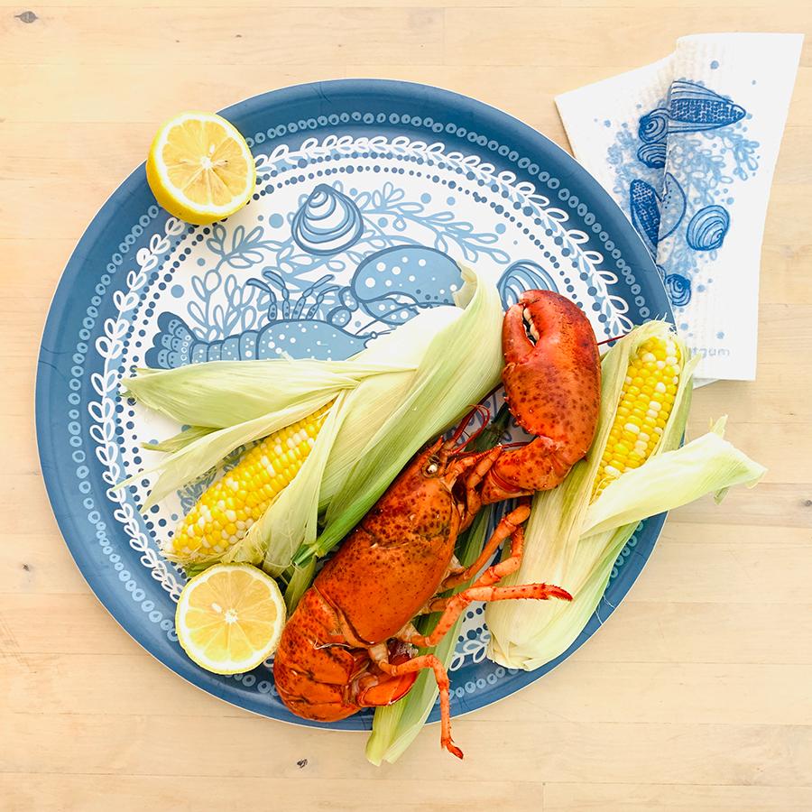 Lobster Tray | wood and melamine | 15" round | Sweetgum sweetgum textiles company, LLC 