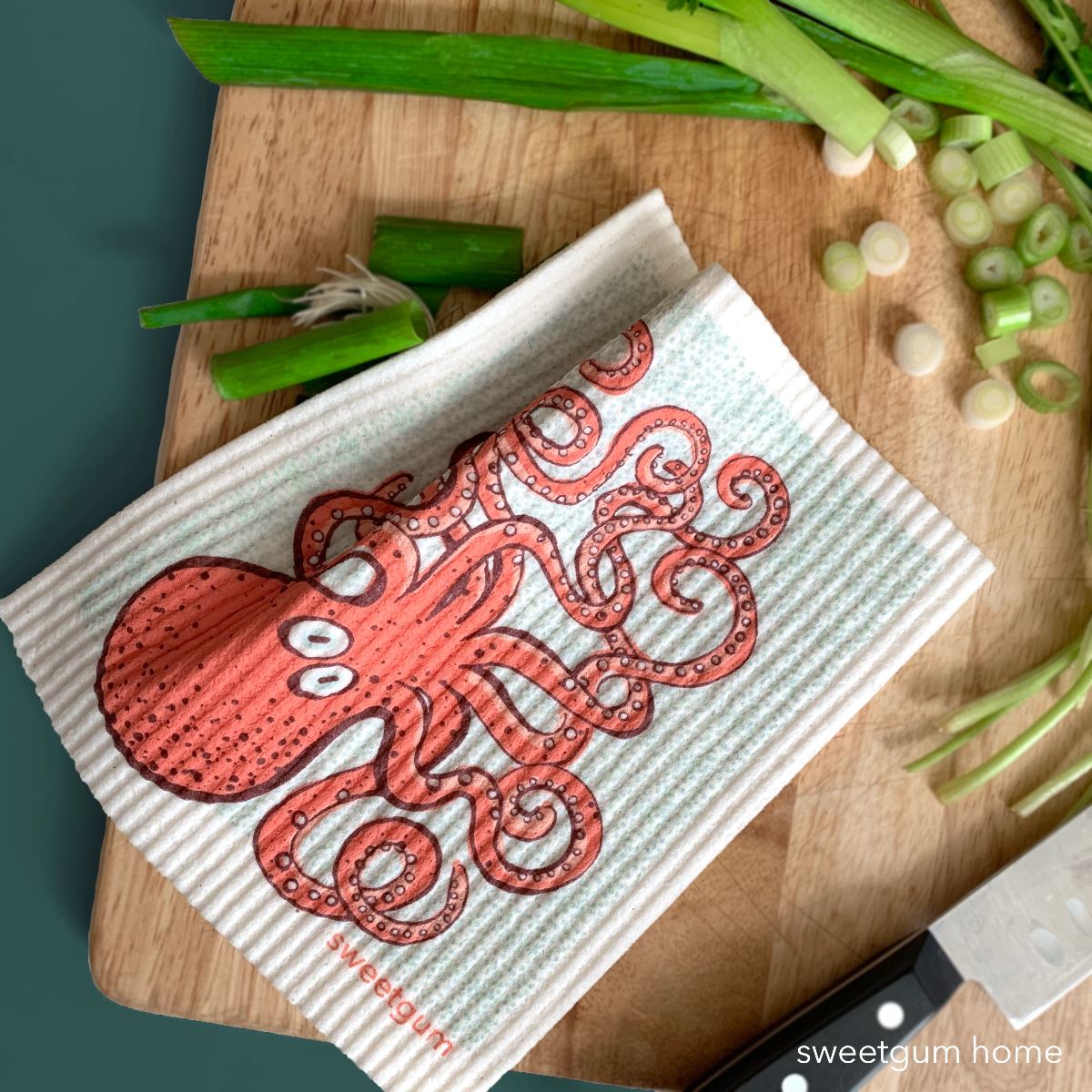 Octopus Swedish Dishcloth | Pink/ Coral | 8" x 6.75" | Sweetgum Swedish Dishcloths SWEETGUM TEXTILES CO., LLC 