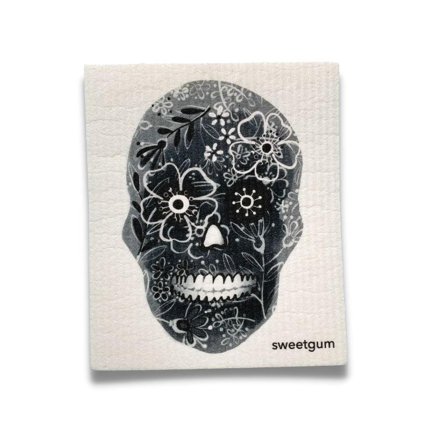 Skull Swedish Dishcloth | Black | Sweetgum Home Swedish Dishcloths sweetgum textiles company, LLC 