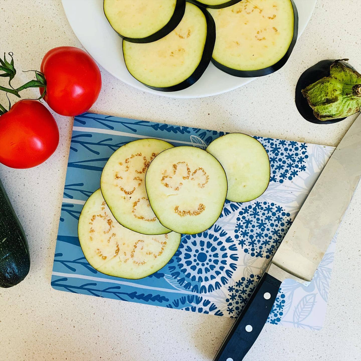 Sustainable Cutting Board | Bloom in Blue Cutting Board sweetgum textiles company, LLC 