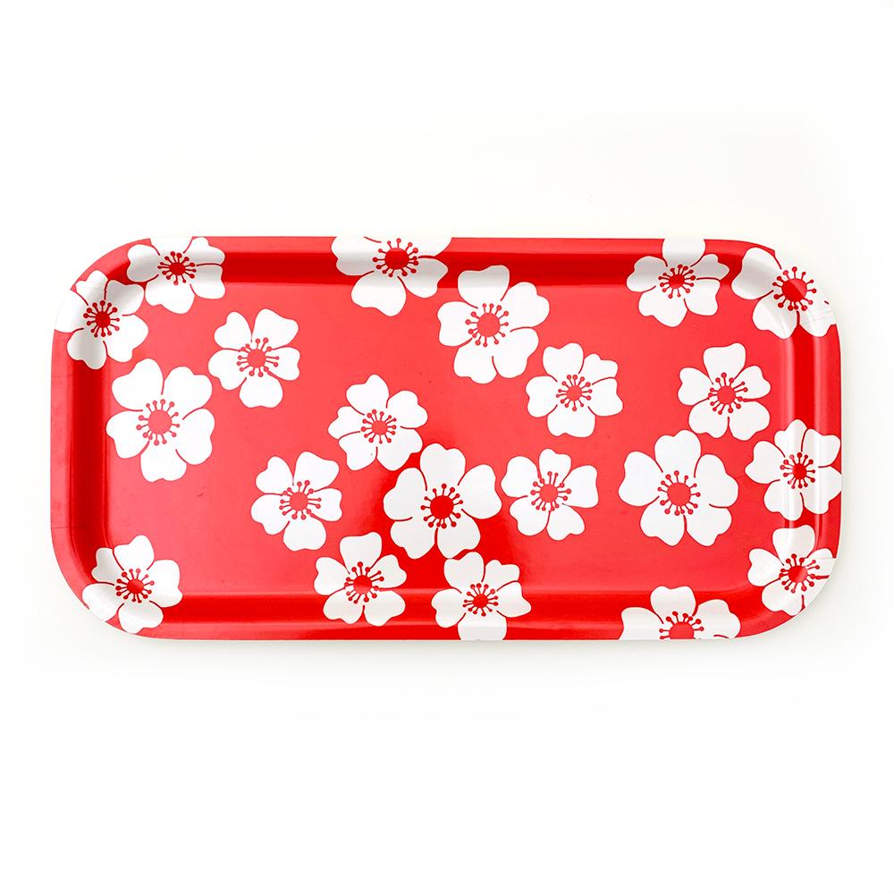 White Flowers Tray | wood and melamine | 17" x 9" | Sweetgum sweetgum textiles company, LLC 